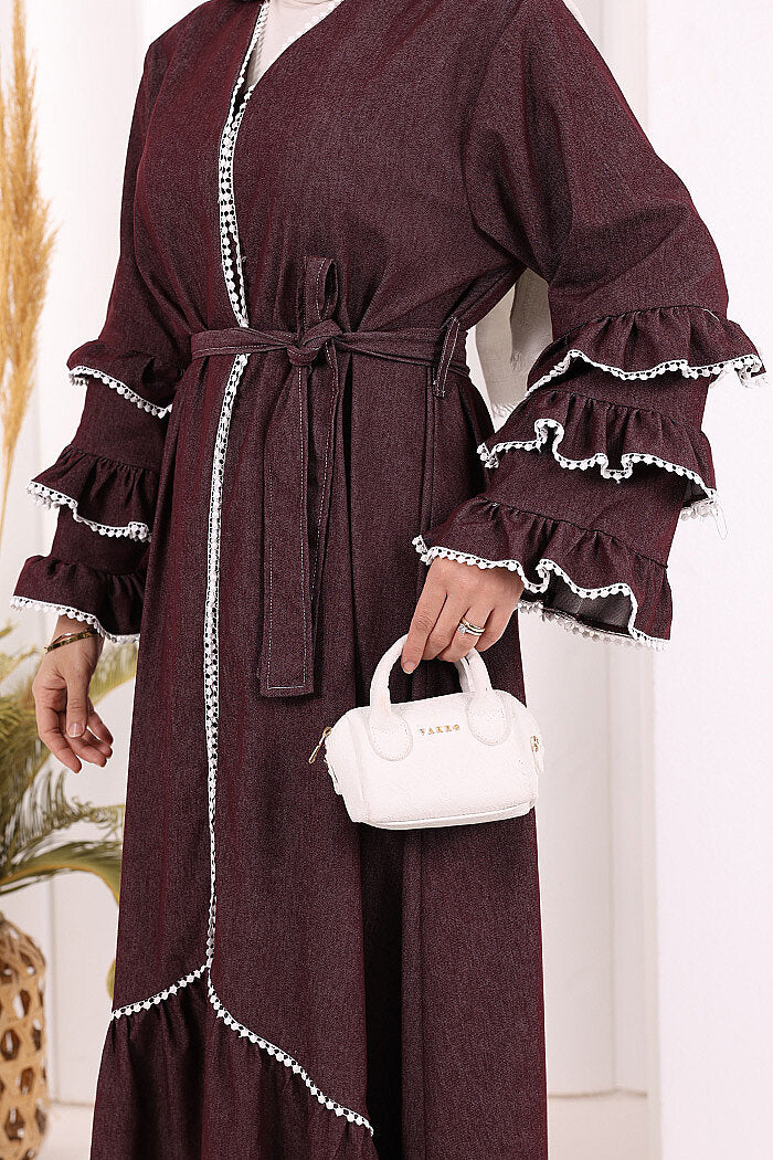 Fırfır Detaylı Abaya 6078