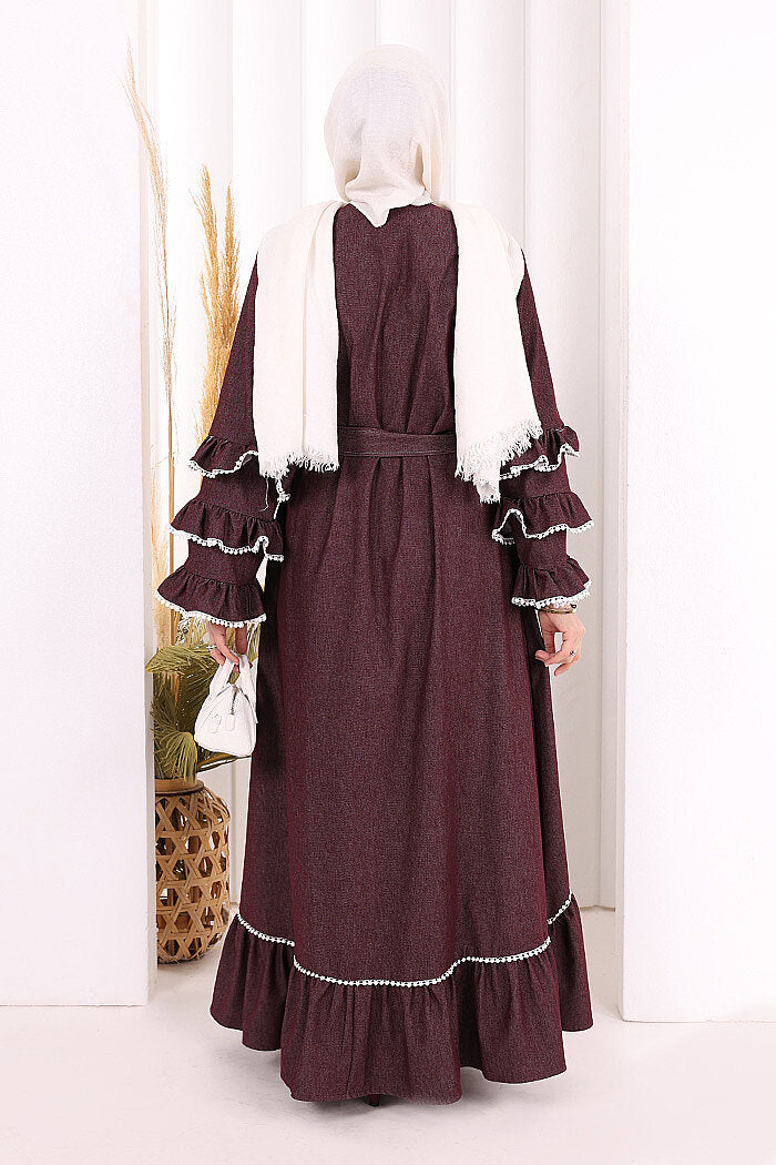Fırfır Detaylı Abaya 6078