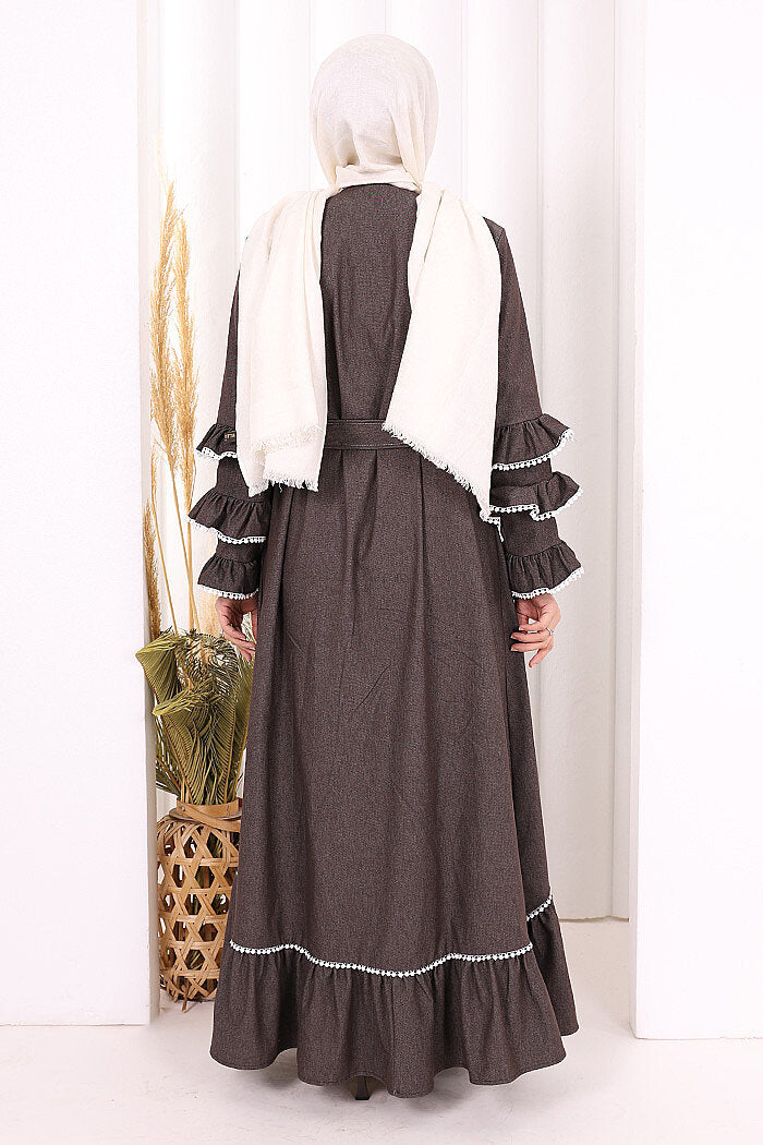 Fırfır Detaylı Abaya 6078