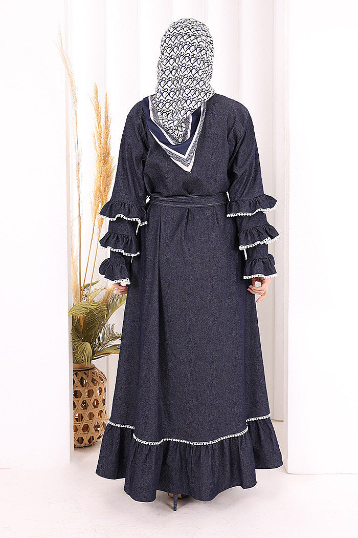 Fırfır Detaylı Abaya 6078