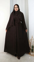 Kristal Taşlı Şallı Abaya 9205