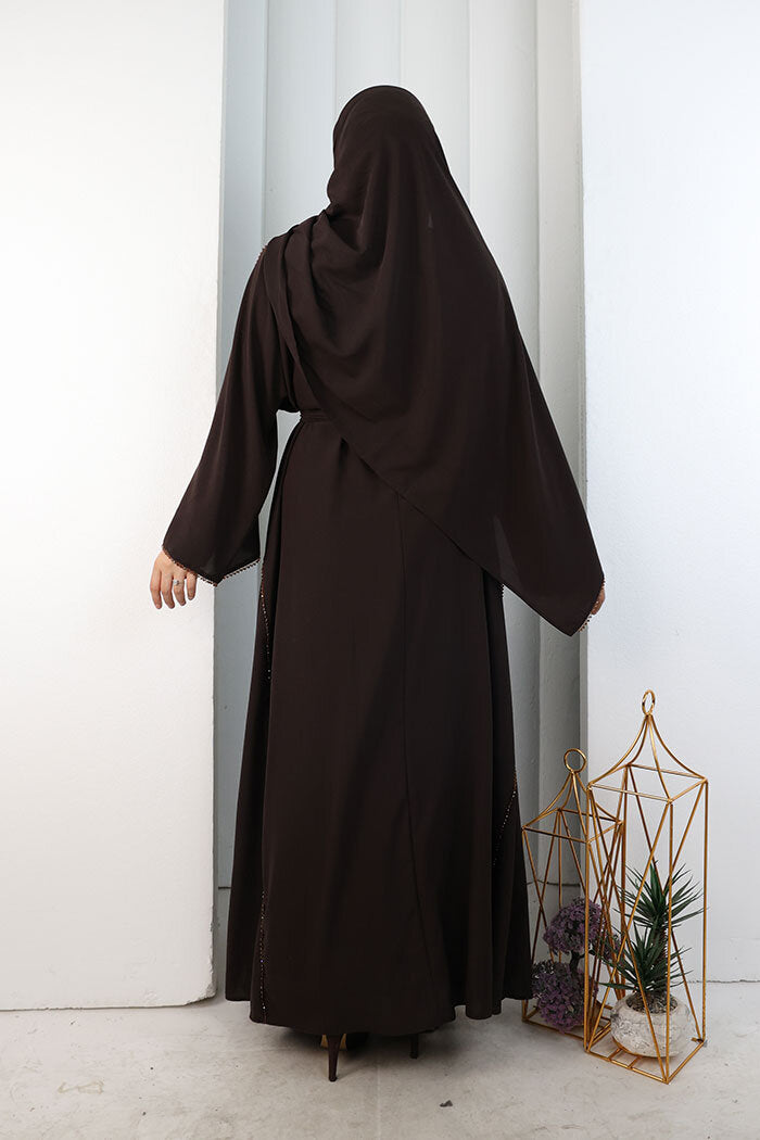 Kristal Taşlı Şallı Abaya 9205